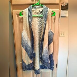 Anthropologie Sleeping On Snow Blue/Cream Sweater Vest Womens Size XS/S